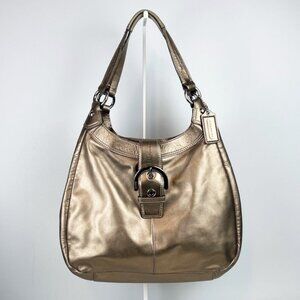 Coach Lynn Soho Large Leather Metallic Gold Bronze Buckle Shoulder Bag 17092